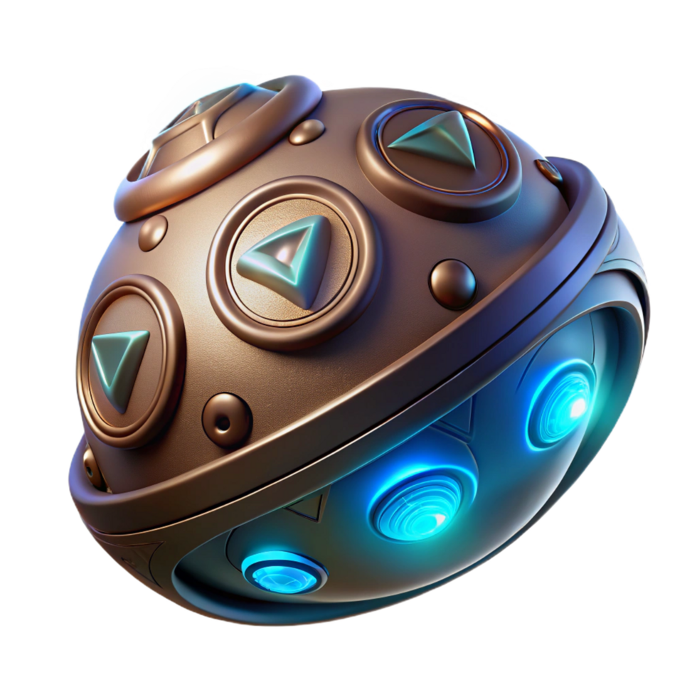 Futuristic Orb with Illuminated Controls 3D Render of a Sci-Fi Device png
