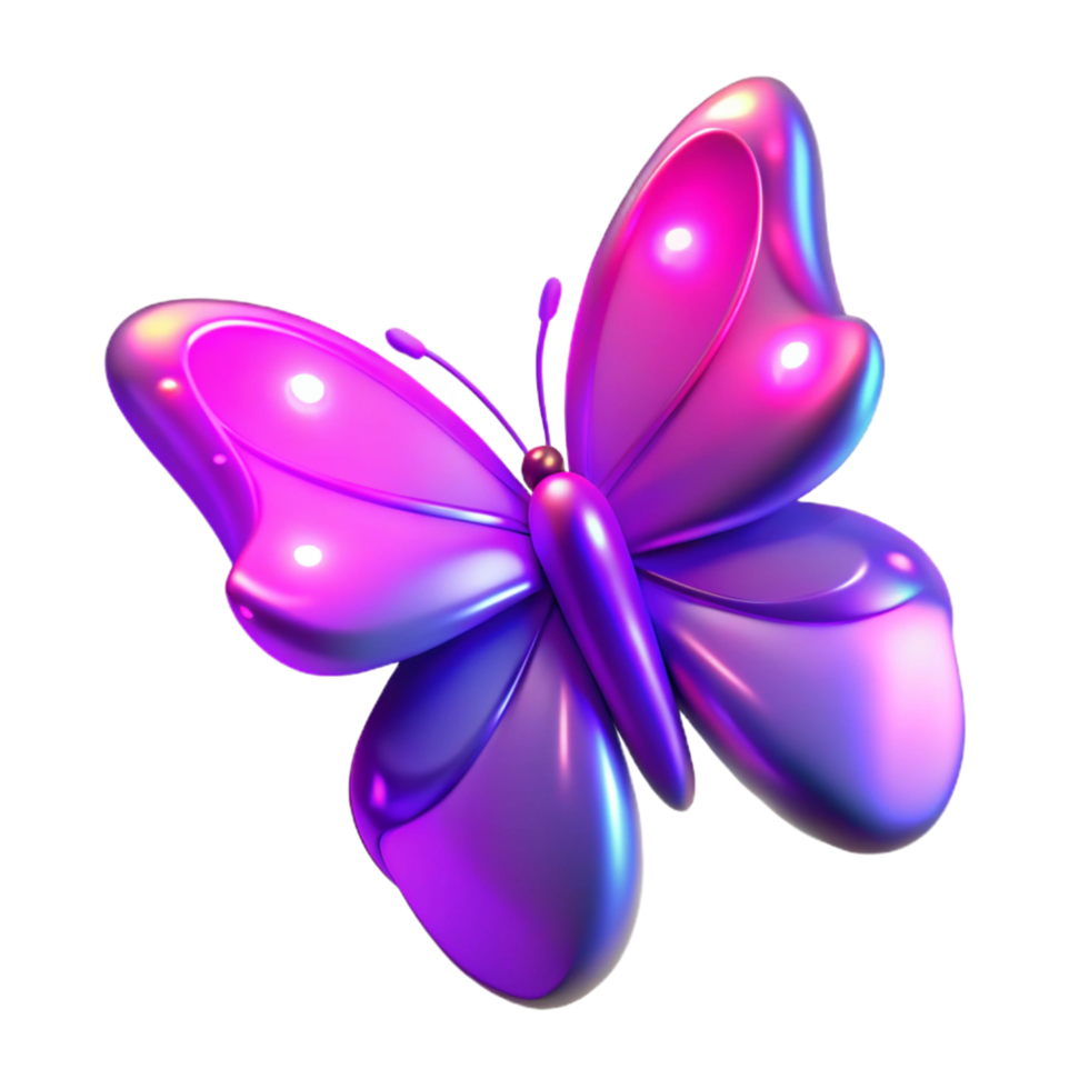 Iridescent Purple Butterfly Digital Render of a Shiny Insect png