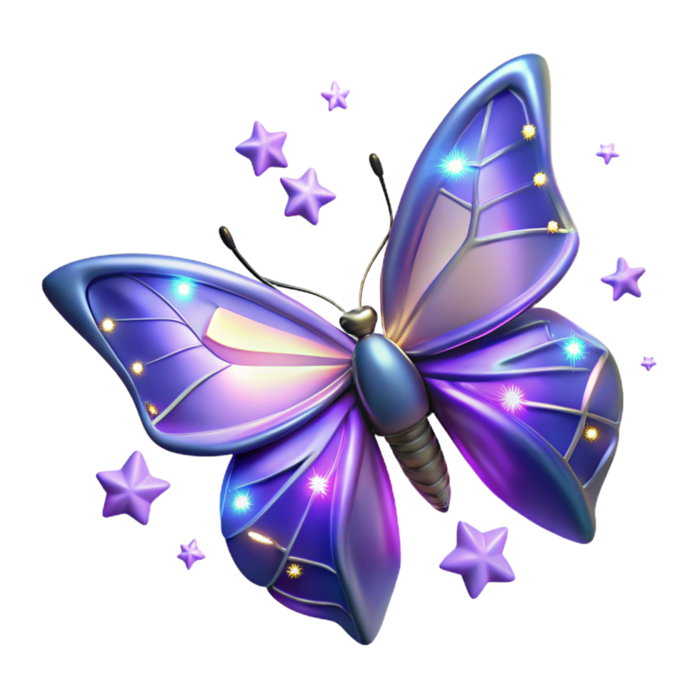 Luminous Butterfly with Sparkling Stars png