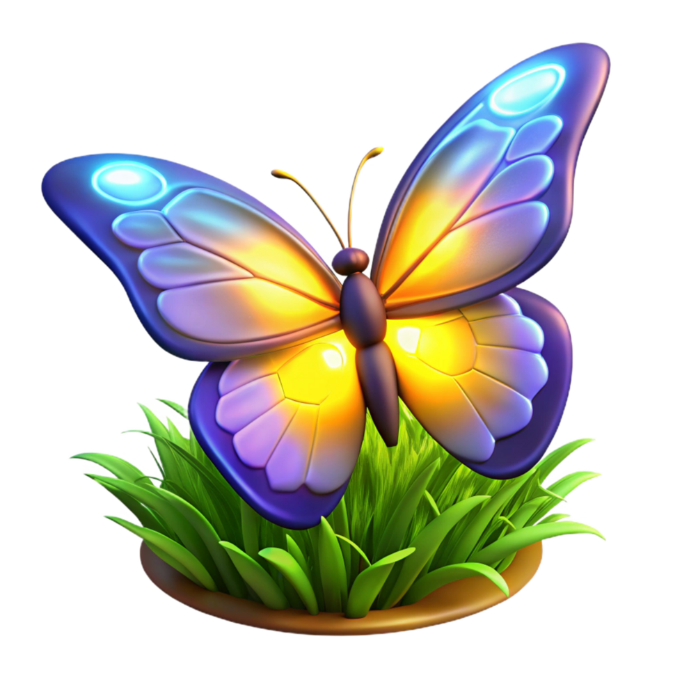 Luminous Butterfly in Vibrant Grass png