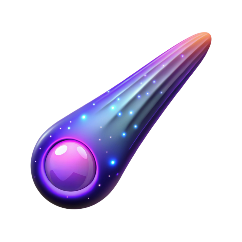 Glowing Comet with Purple Core and Star Trails png