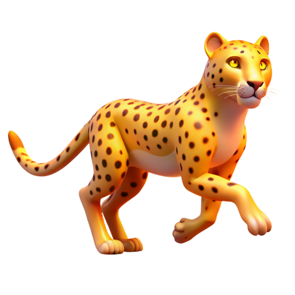 3D Render of a Cheetah Spots, Paws, and Wild Cat Grace png