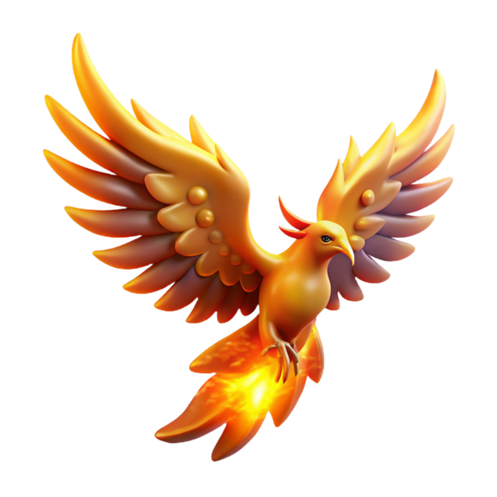 Majestic Firebird in Flight A Digital Render of a Mythical Creature png