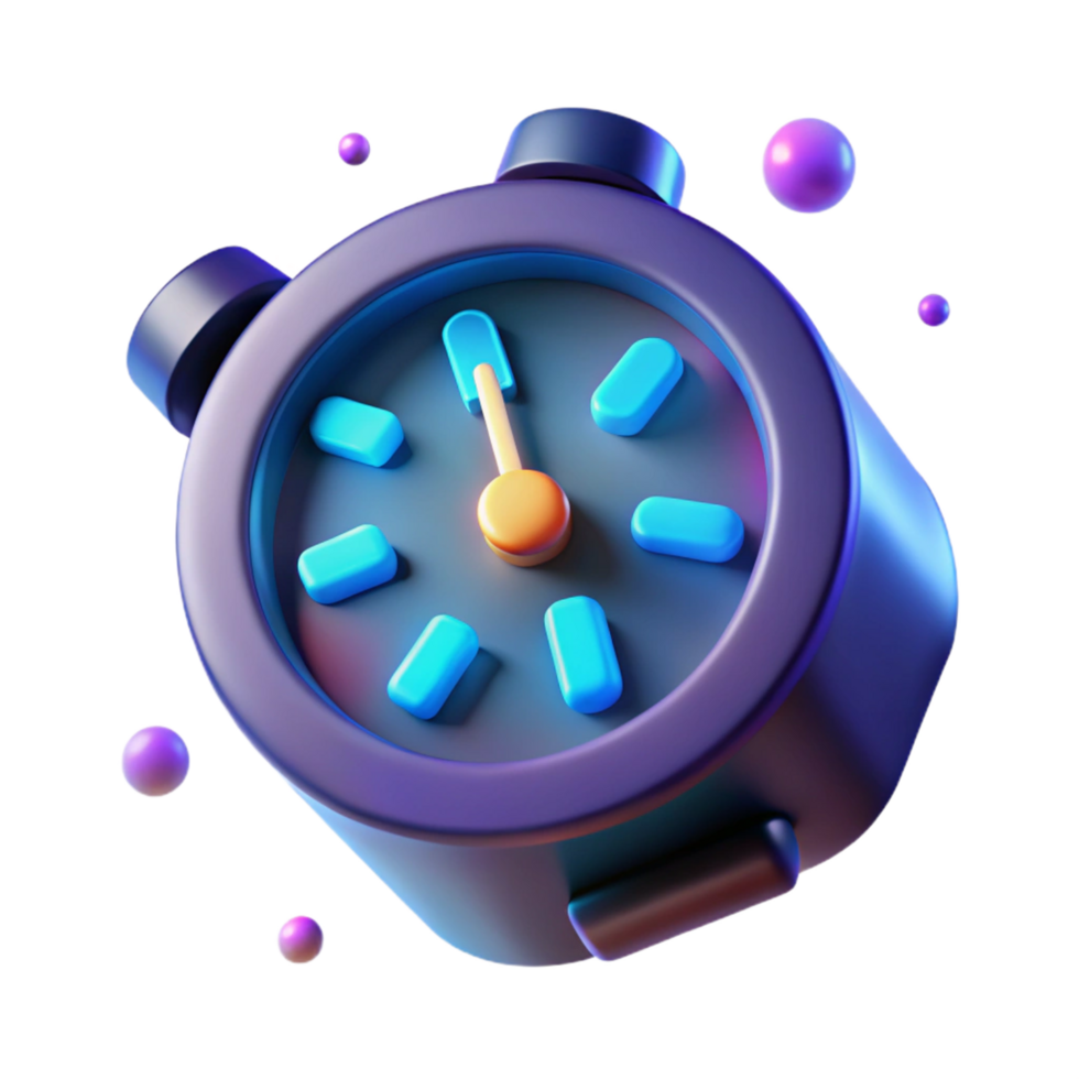 3D Render of a Stopwatch Time Management and Efficiency png
