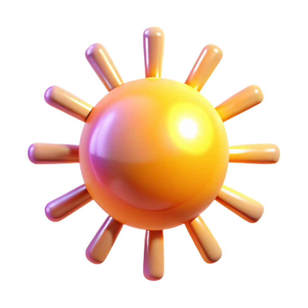 3D Render of a Stylized Sun Icon png