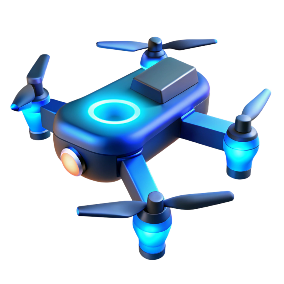 Advanced Drone Technology A Futuristic Design with Illuminated Propellers and Enhanced Safety Features png