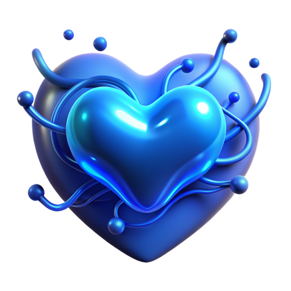 Abstract Blue Heart with Swirling Design Elements png
