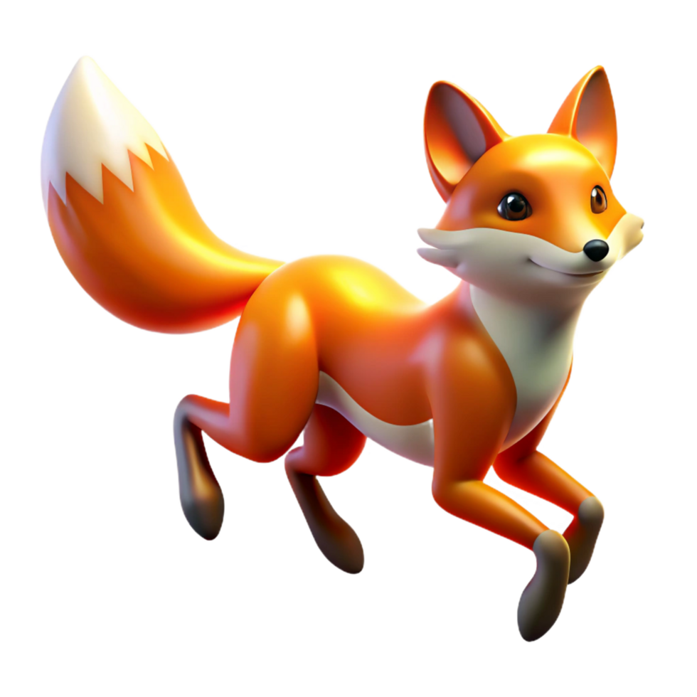 3D Render of a Playful Jumping Fox png