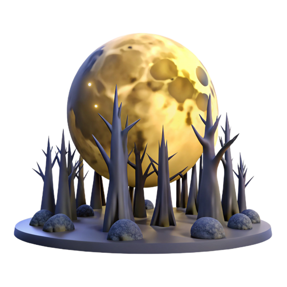Enchanted Forest Under a Giant Moon png