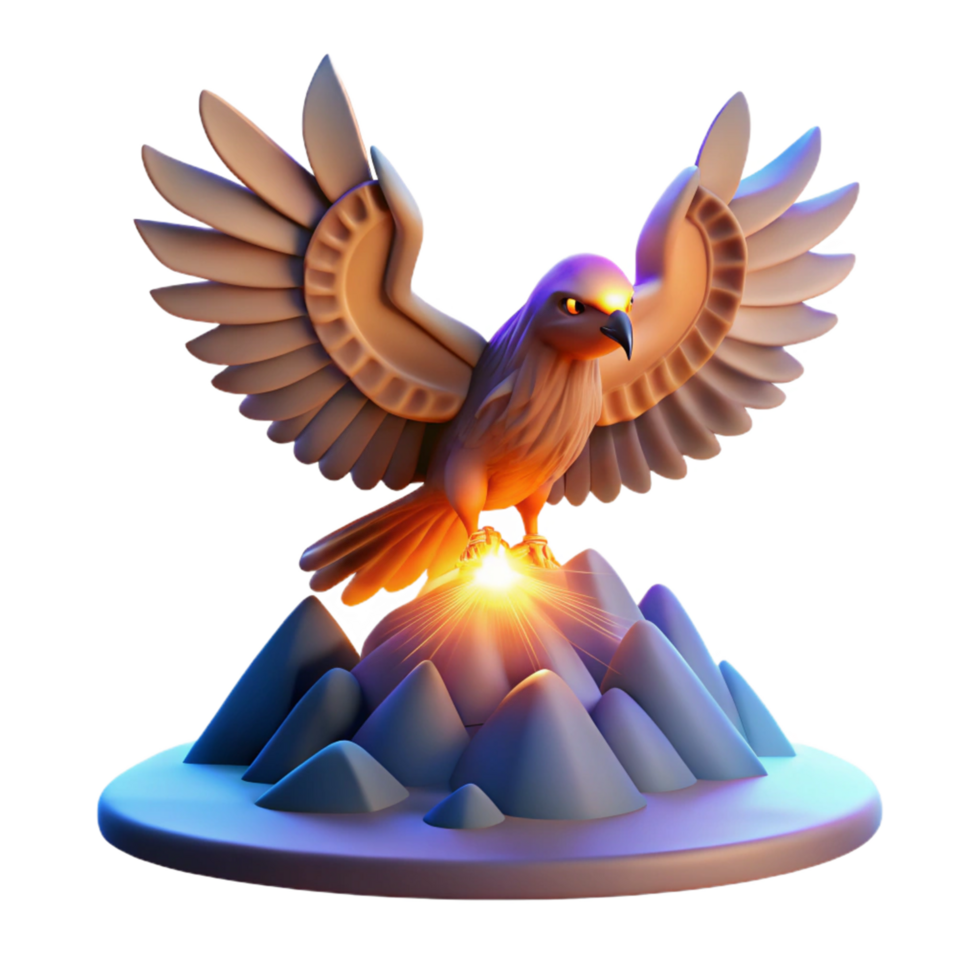 Majestic Bird of Prey Soaring Above Mountain Peaks 3D Render png