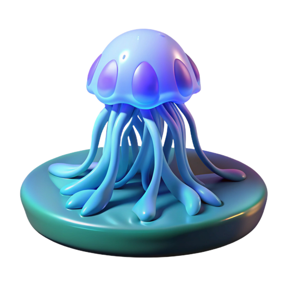 3D Render of a Bio Luminescent Jellyfish on a Platform png