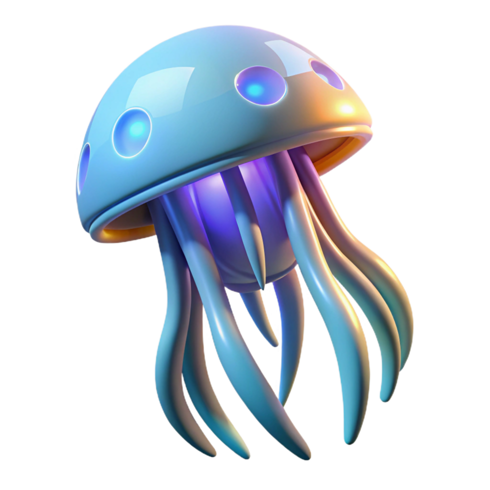 digital render do uma futurista medusa com brilhando tentáculos png