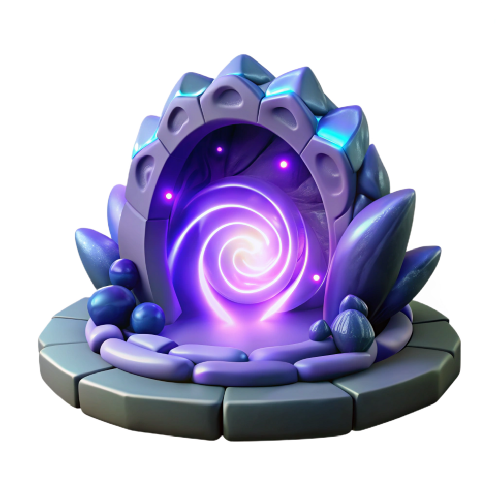 Glowing Spiral Portal in Stone Archway png
