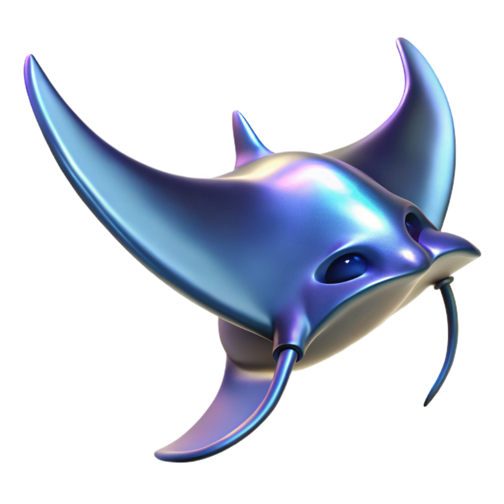 Iridescent Stingray Digital Model Abstract Aquatic Creature Render png