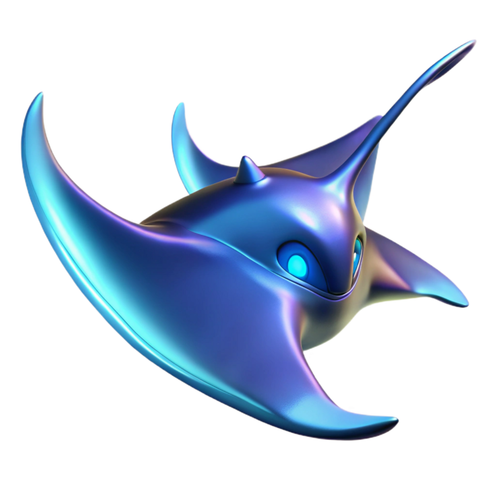 3D Render of Iridescent Stingray Creature png