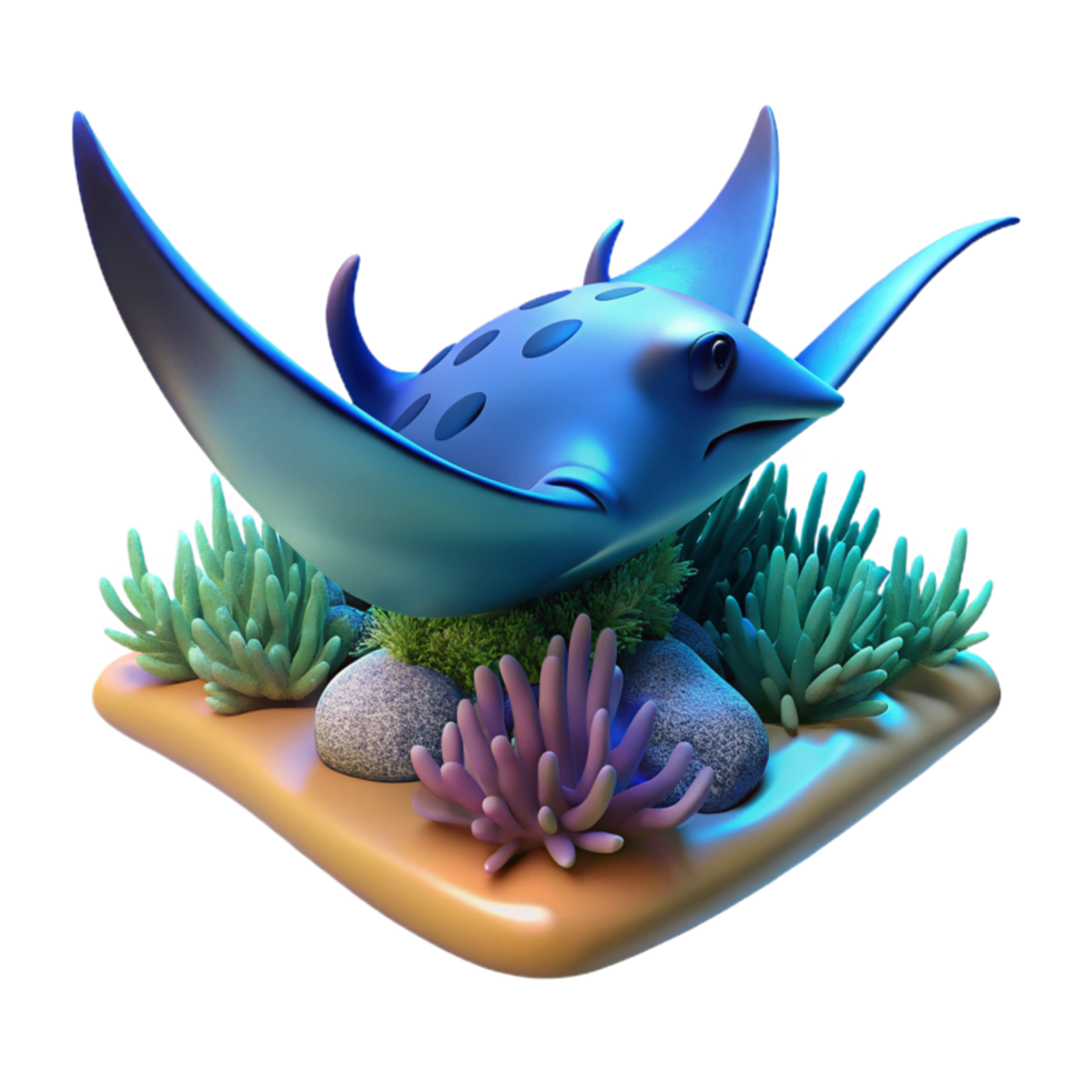 3D Render of a Stingray in an Ocean Habitat png