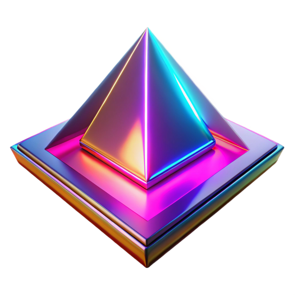 Iridescent Pyramid and Square Abstract Digital Render png