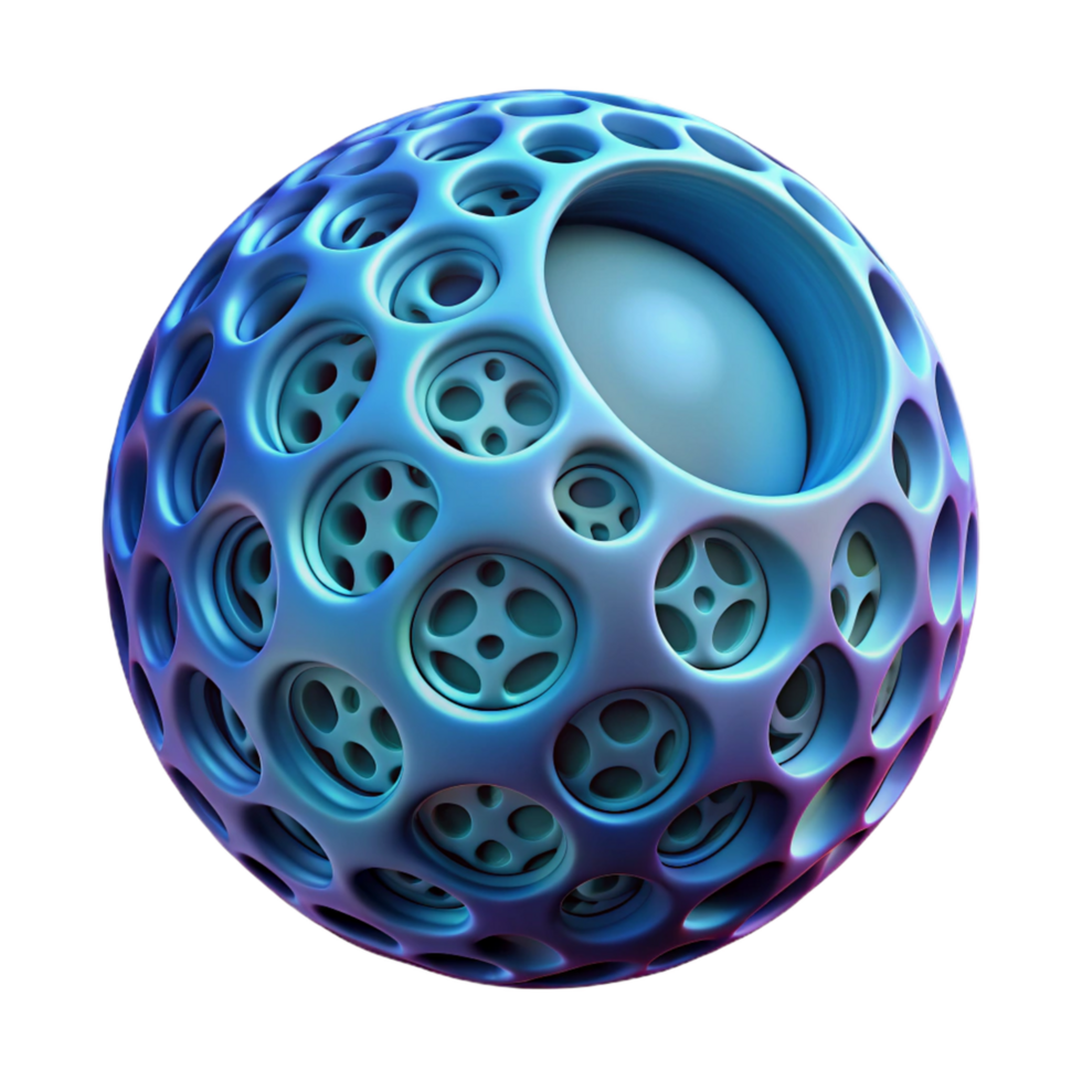 Abstract 3D Render of a Perforated Sphere with Gradient Colors png