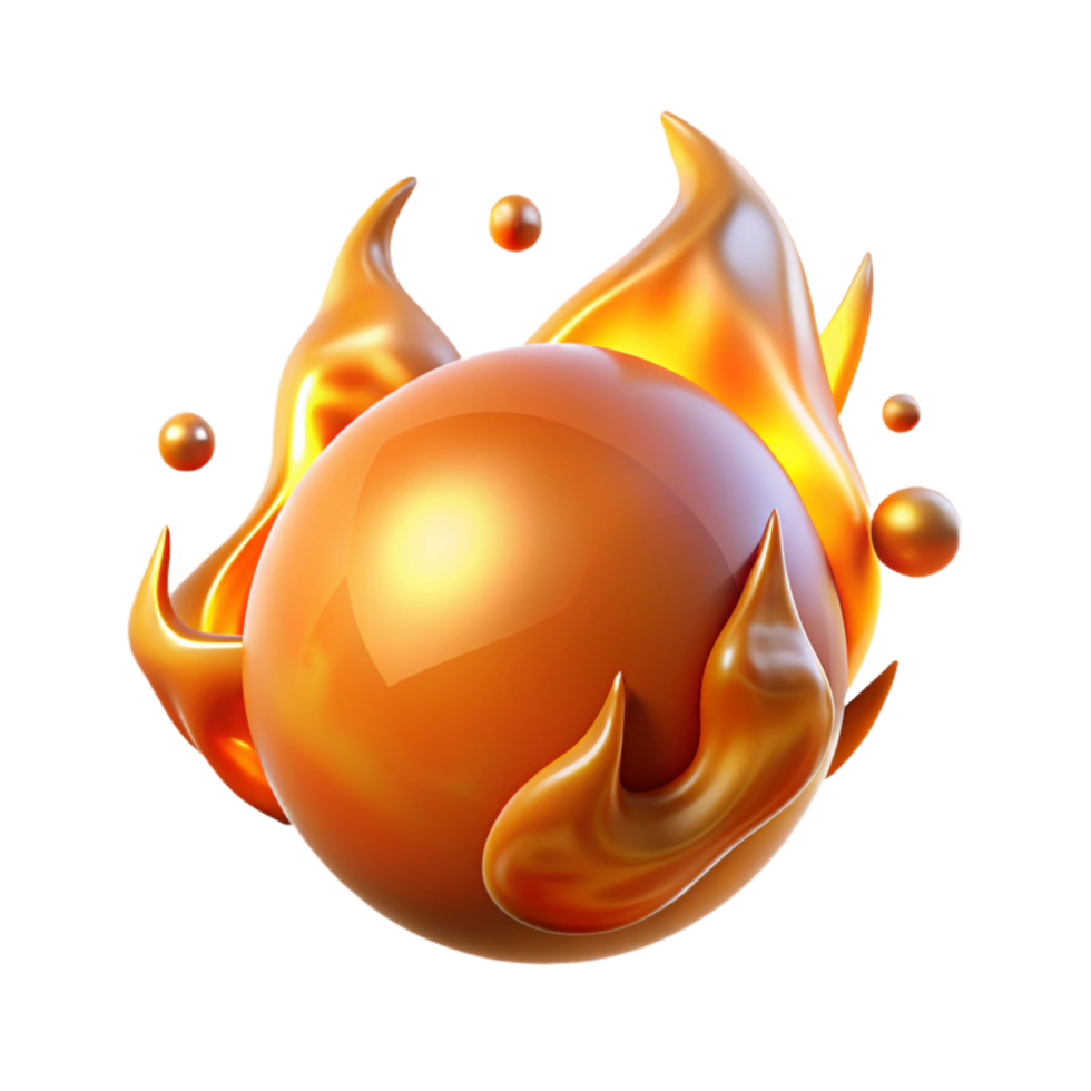 Abstract Sphere engulfed in Liquid Fire png