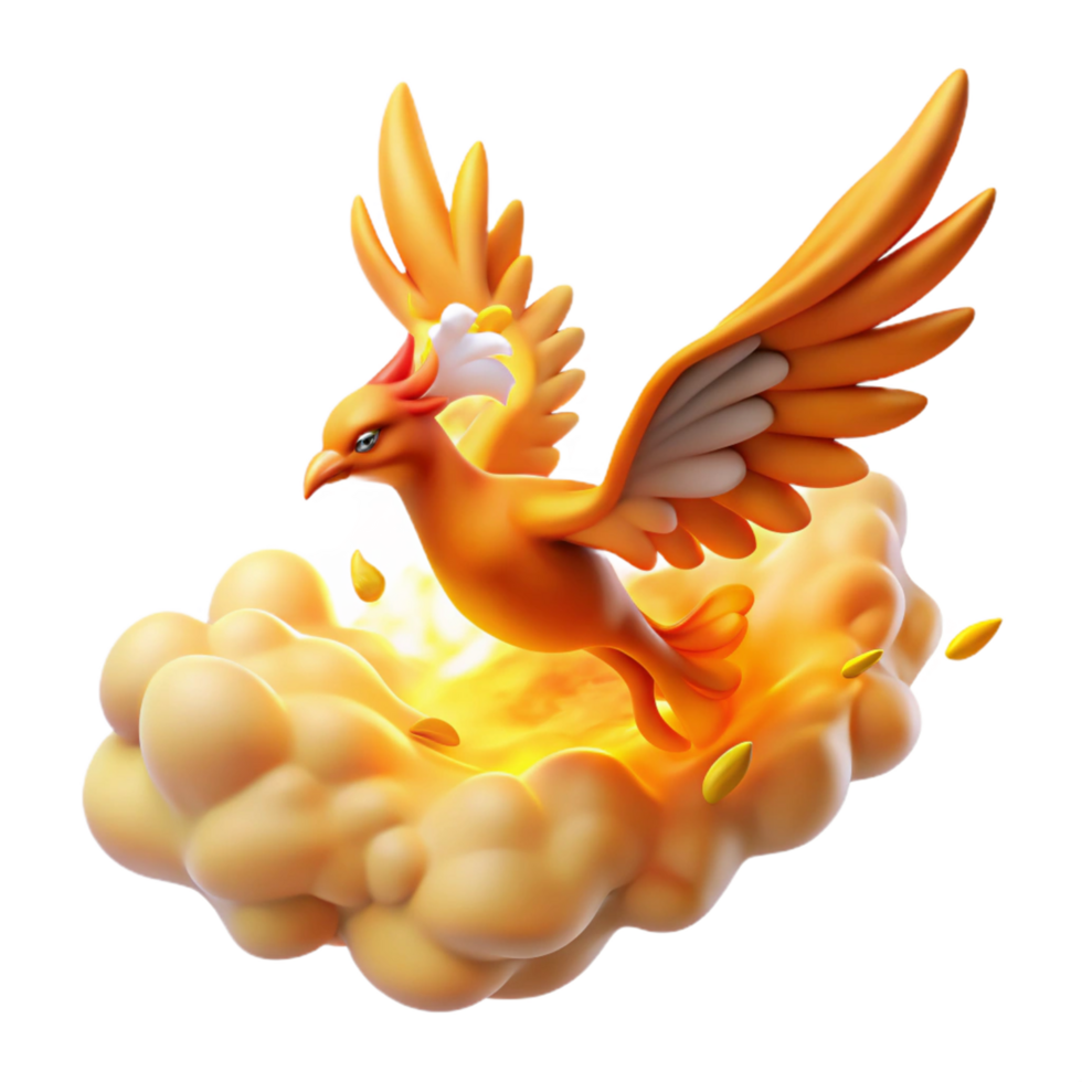 Fiery Bird Emerging from a Cloud of Flame png