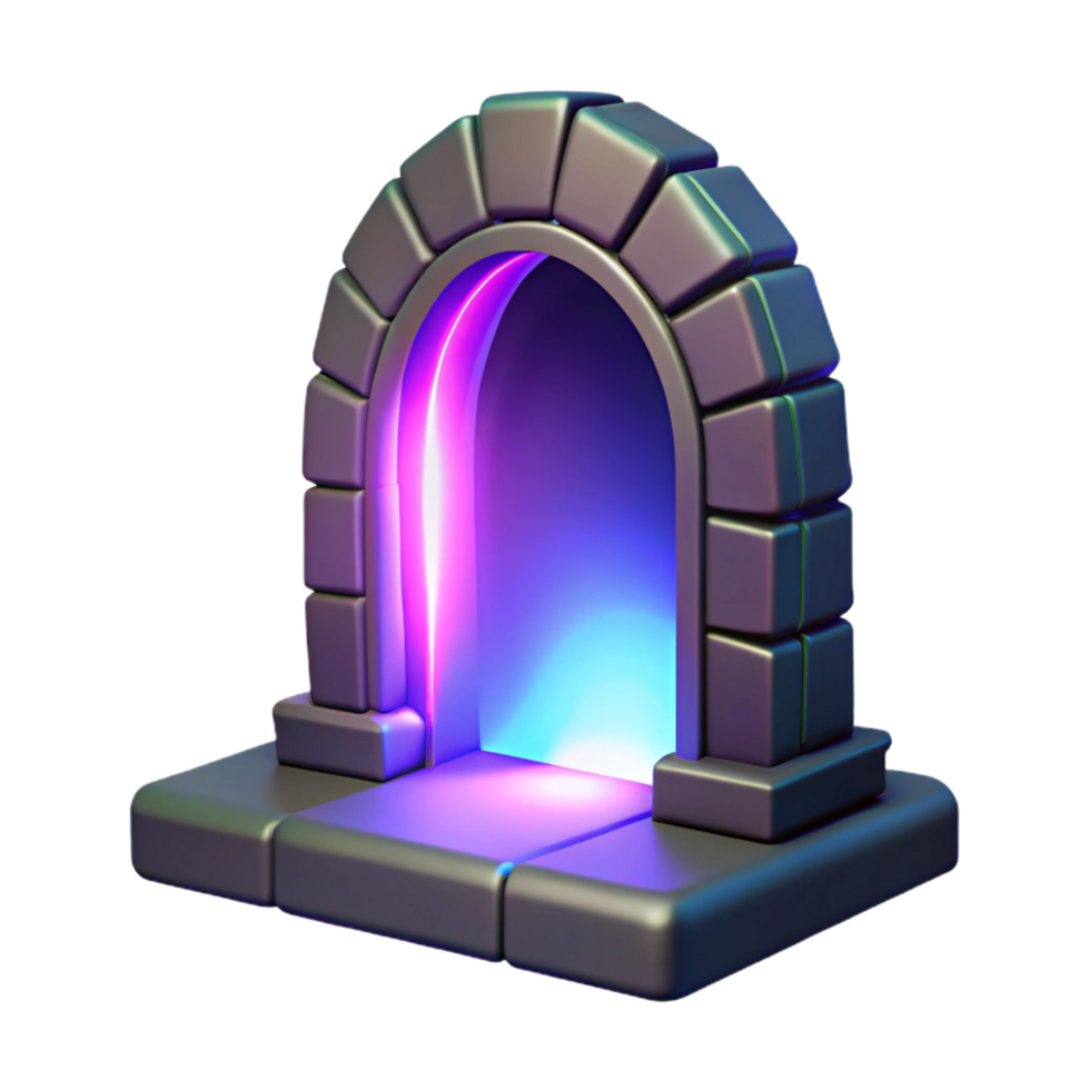 Glowing Portal Digital Render of Archway with Neon Lights png
