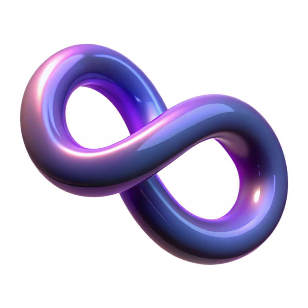 Infinite Loop Abstract Digital Render of a Shiny, Purple-Blue Mbius Strip png