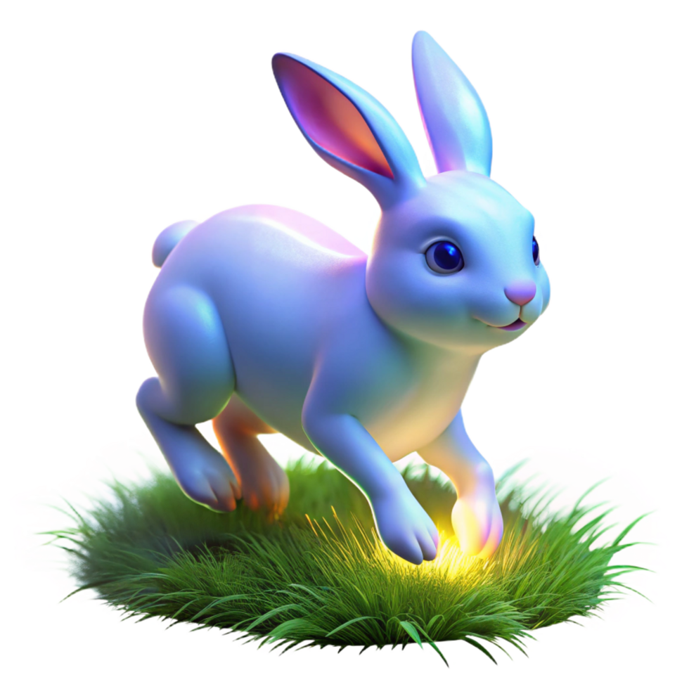Adorable 3D Bunny Hopping Through Grass png