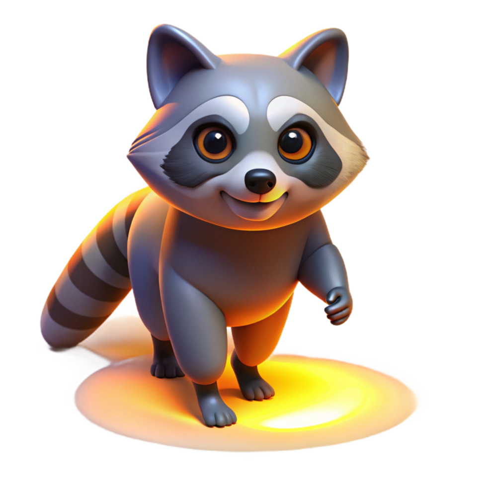 Adorable 3D Render of a Raccoon Character png