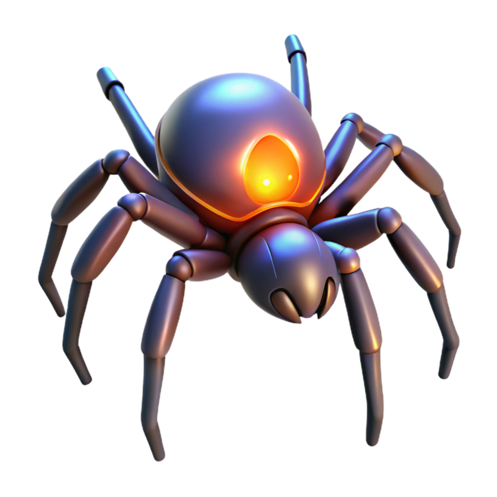 Glowing Robotic Spider 3D Render of Mechanical Arachnid png