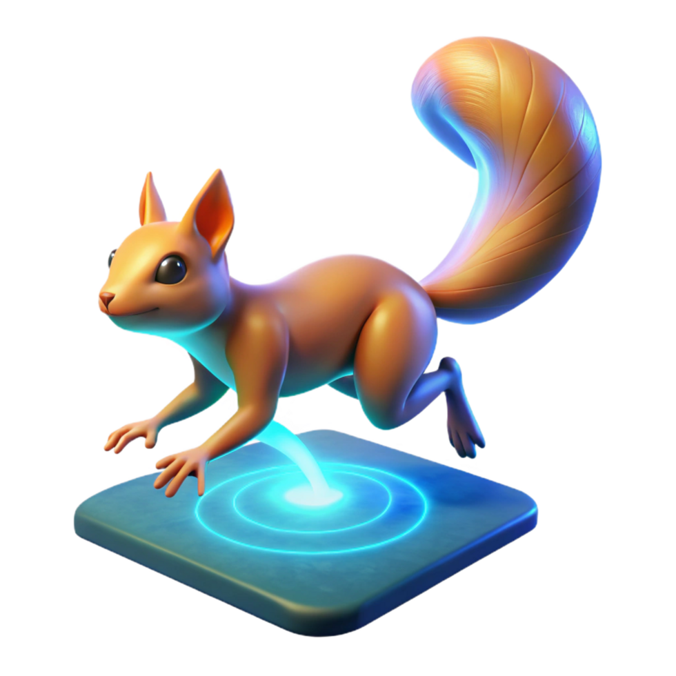 3D Render of a Squirrel on a Futuristic Platform png