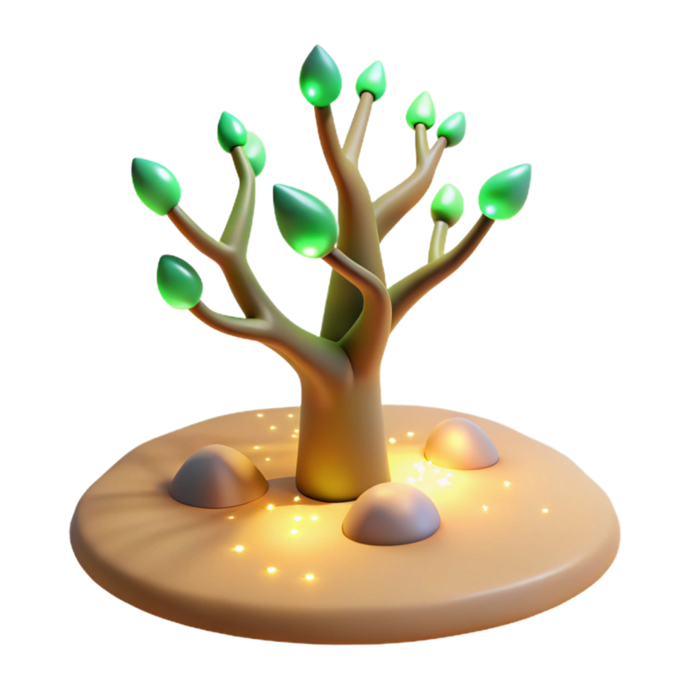 3D Render of a Glowing Fantasy Tree png
