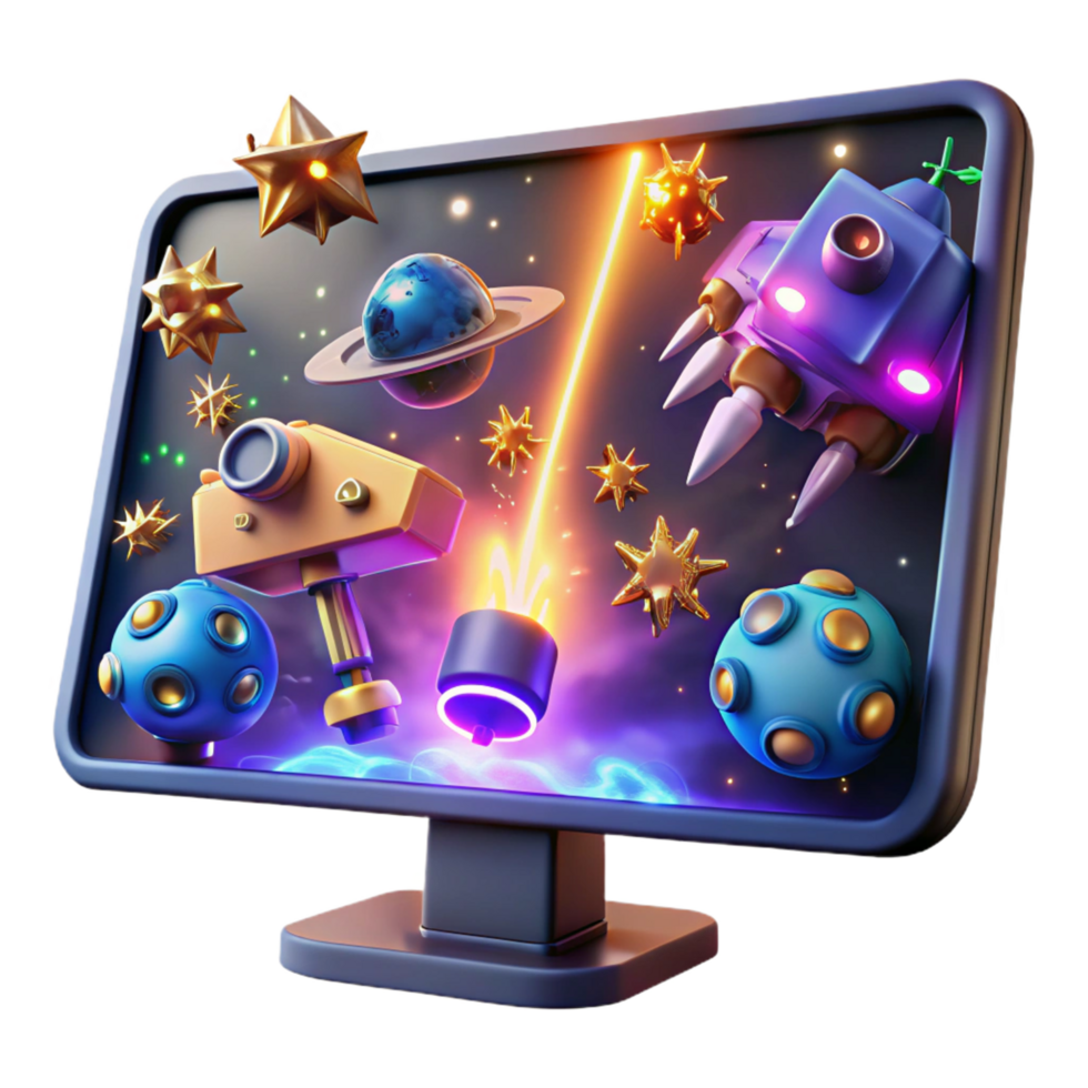 Cosmic Combat 3D Animated Space Game on Screen png