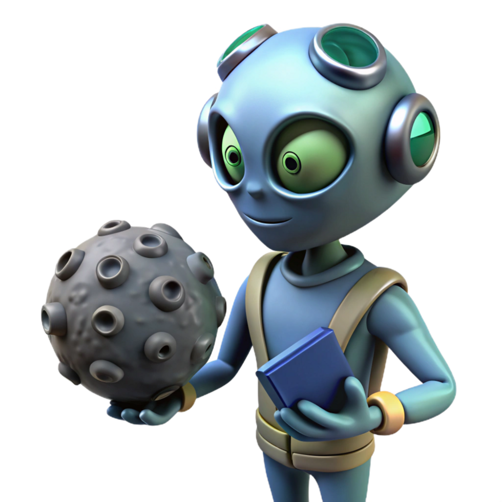 Alien Explorer Studies Celestial Body png