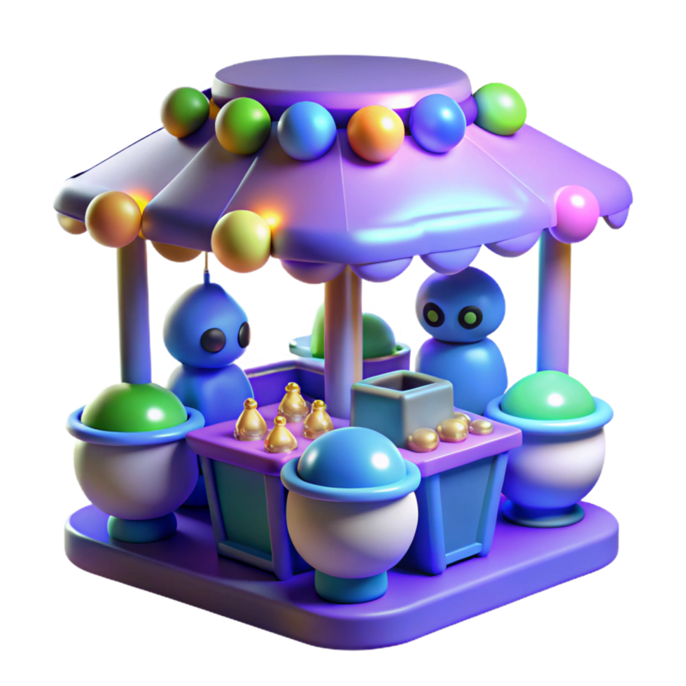 Whimsical 3D Render of a Colorful Fairytale Treat Stand png