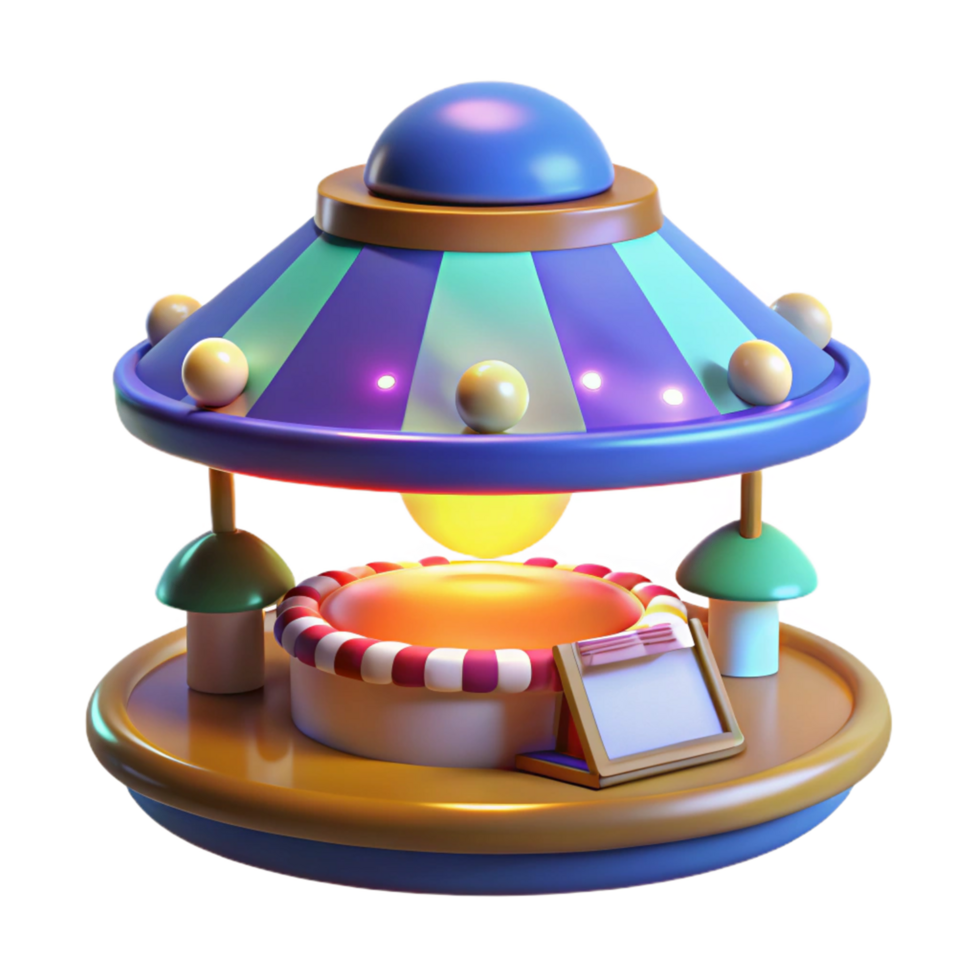 Whimsical 3D Render of a Carnival Ride png