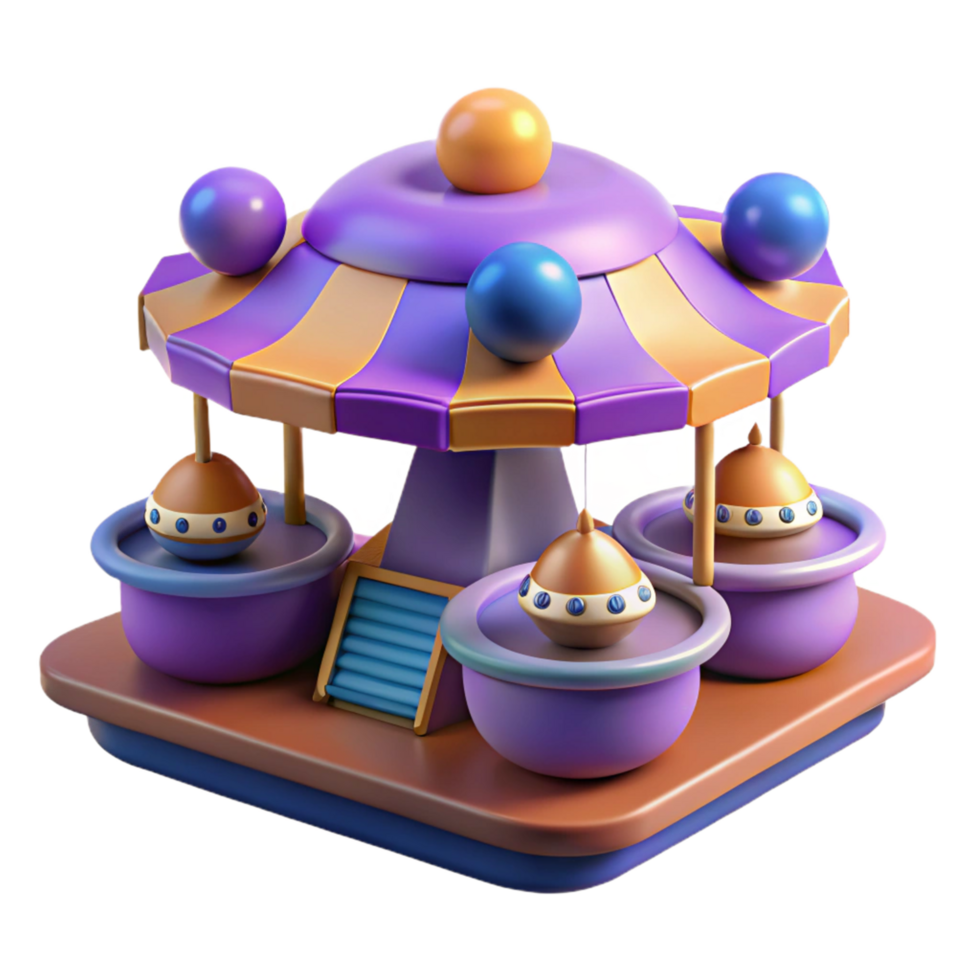 Whimsical 3D Render of a Colorful Carousel png
