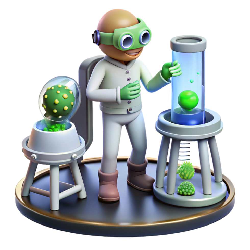Scientist Studying Microscopic Organisms in a Laboratory png