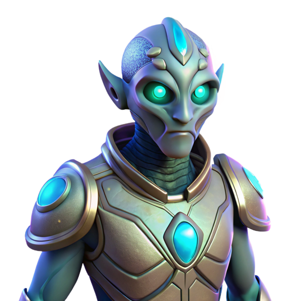 Alien Warrior in Futuristic Armor A 3D Render png