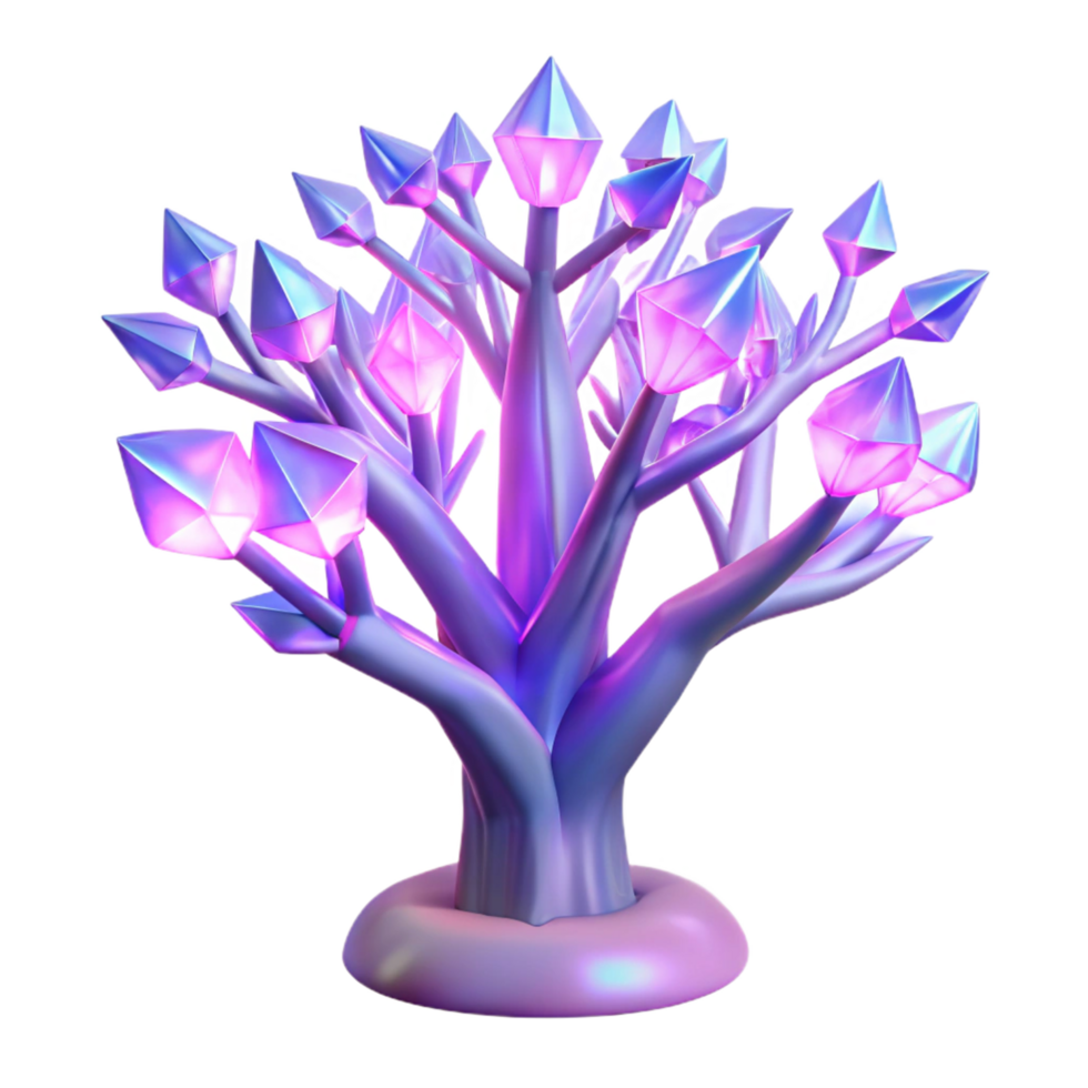 Glowing Crystal Tree A 3D Render of a Fantasy Plant png
