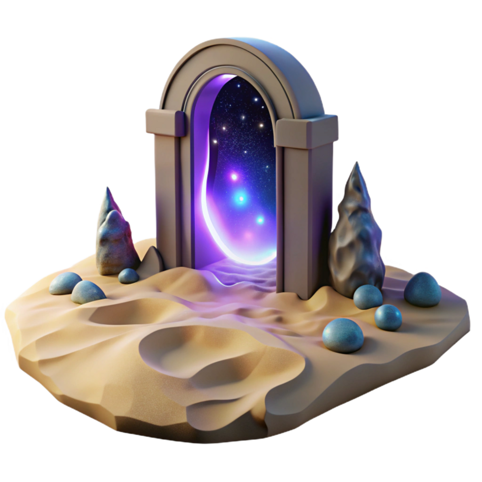 Cosmic Gateway A 3D Render of an Archway to the Stars png
