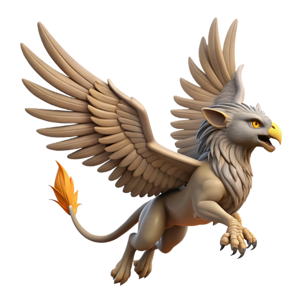3D Model of a Mythical Griffin in Flight png