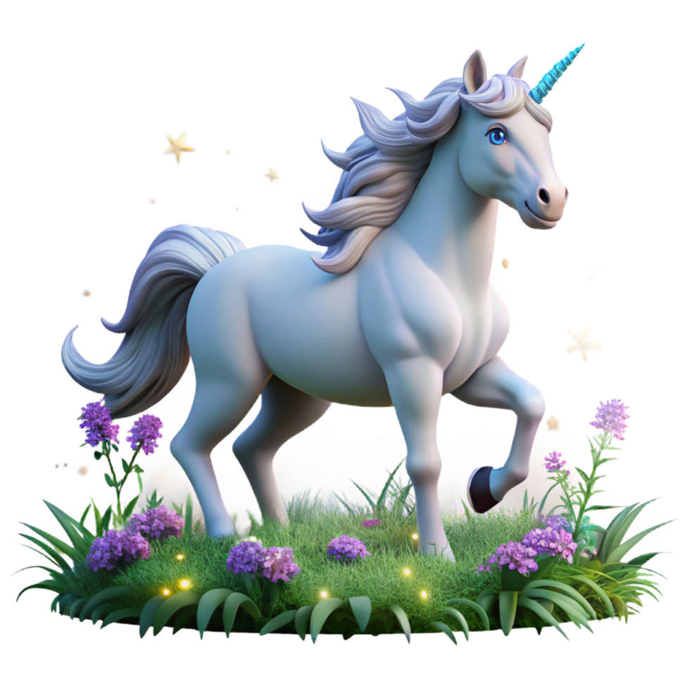 Magical Unicorn in a Fantasy Garden png