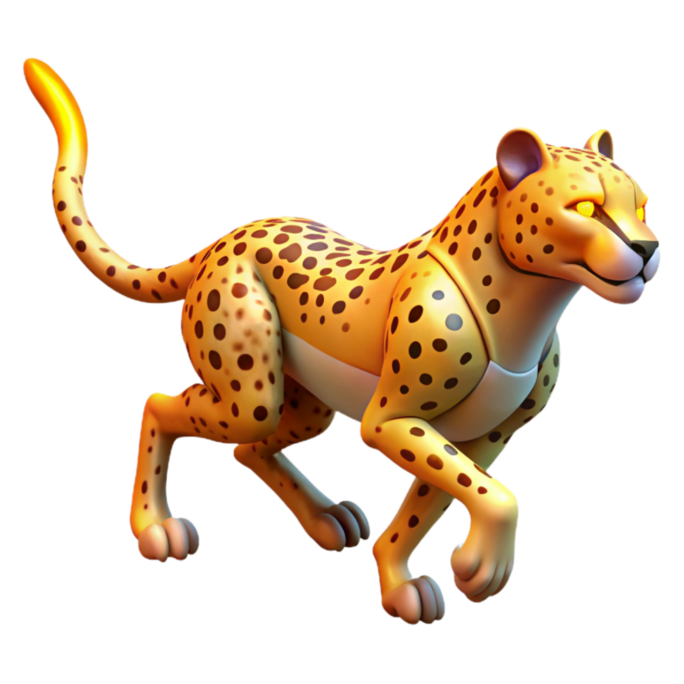 3D Render of a Cheetah in Motion png