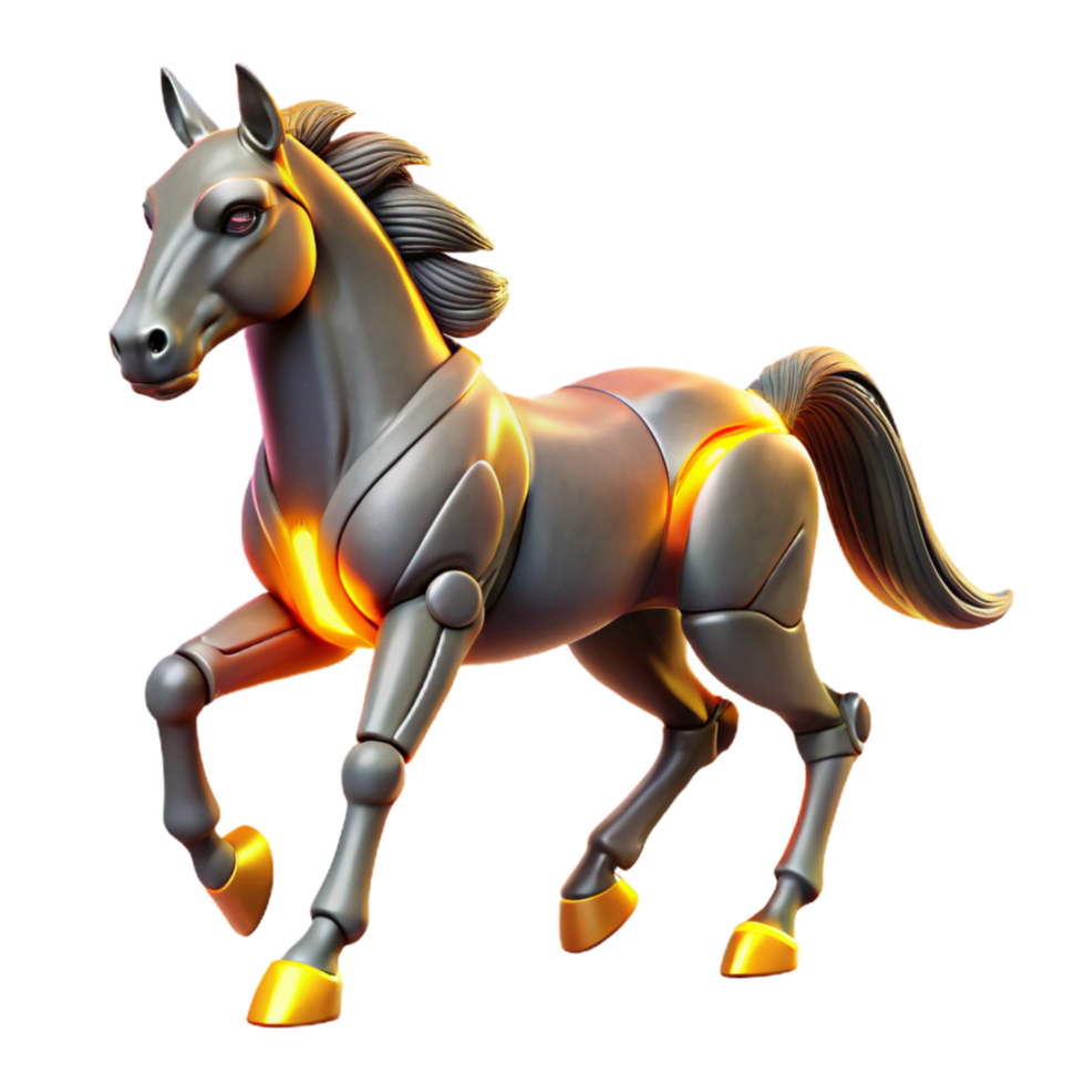 Robotic Horse Futuristic Equine Design with Glowing Joints png
