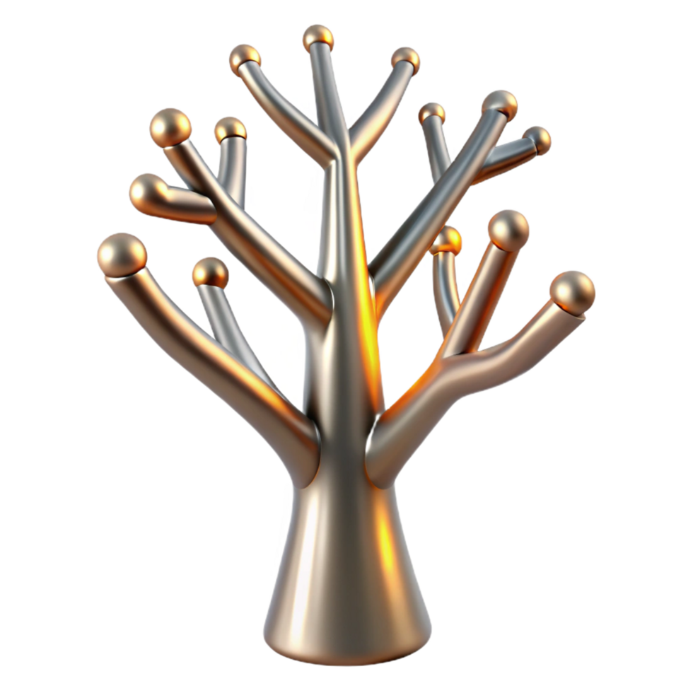 Abstract Metal Tree Sculpture with Round Branches png