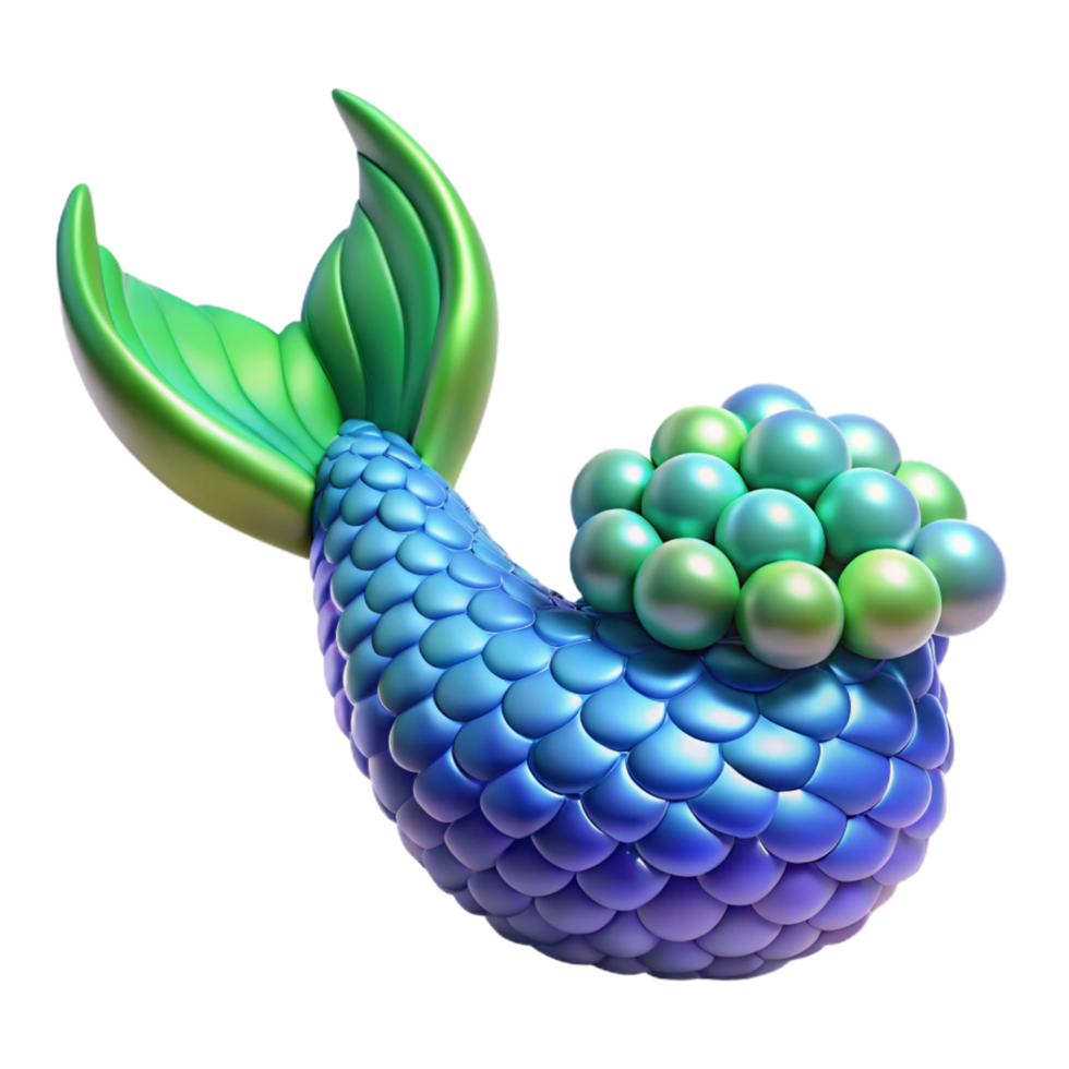 3D Render of a Mermaid Tail with Scales and Pearls png