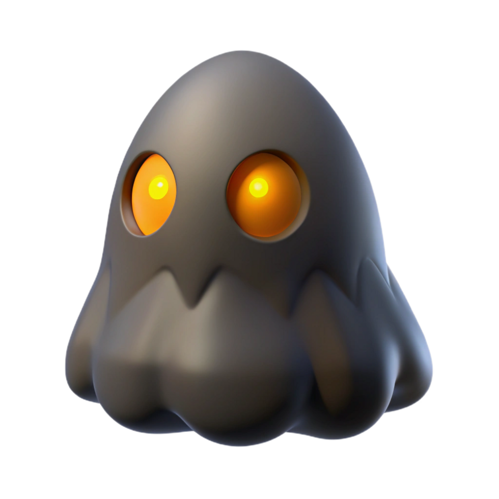 3D Render of a Cute Ghost with Glowing Eyes png
