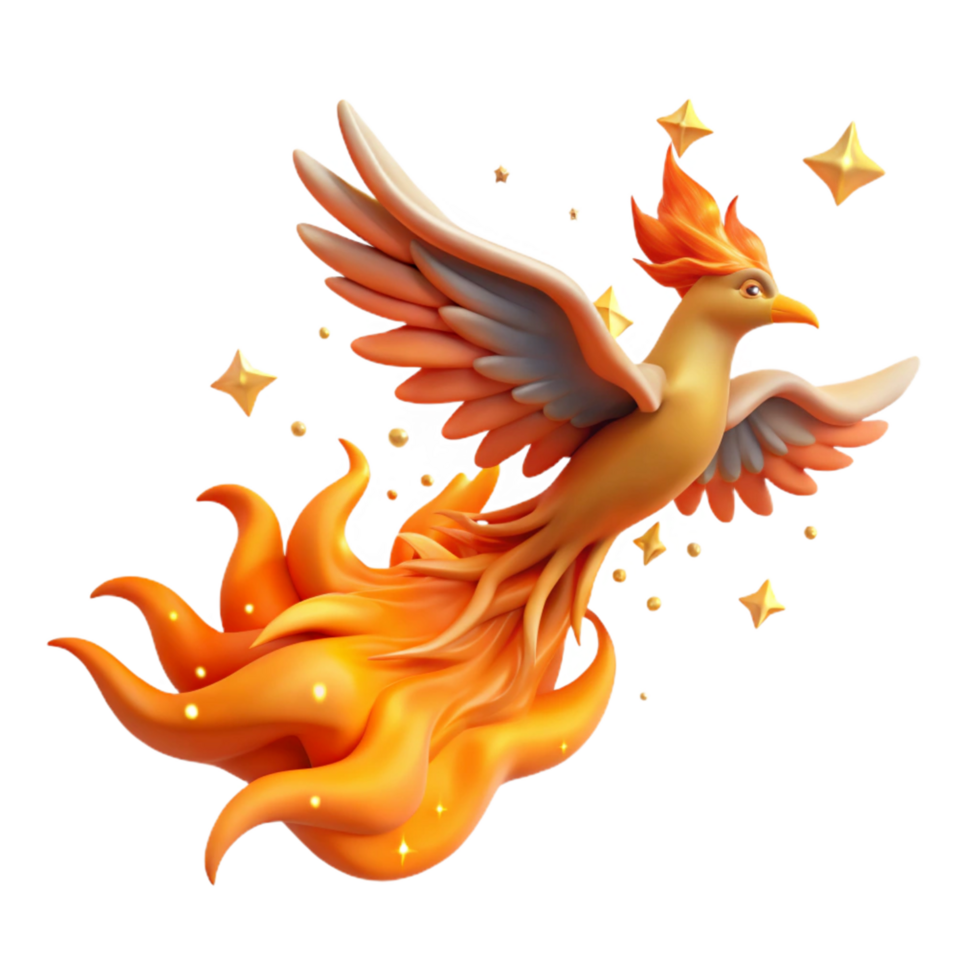 Majestic Firebird Soaring Amidst Sparkling Stars png