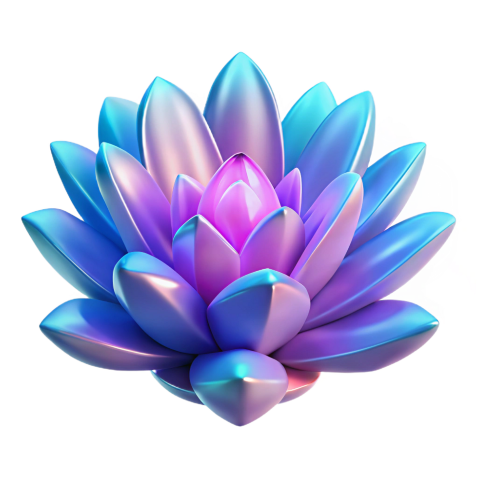 Iridescent Lotus Flower Digital Render of a Vibrant, Colorful Bloom png