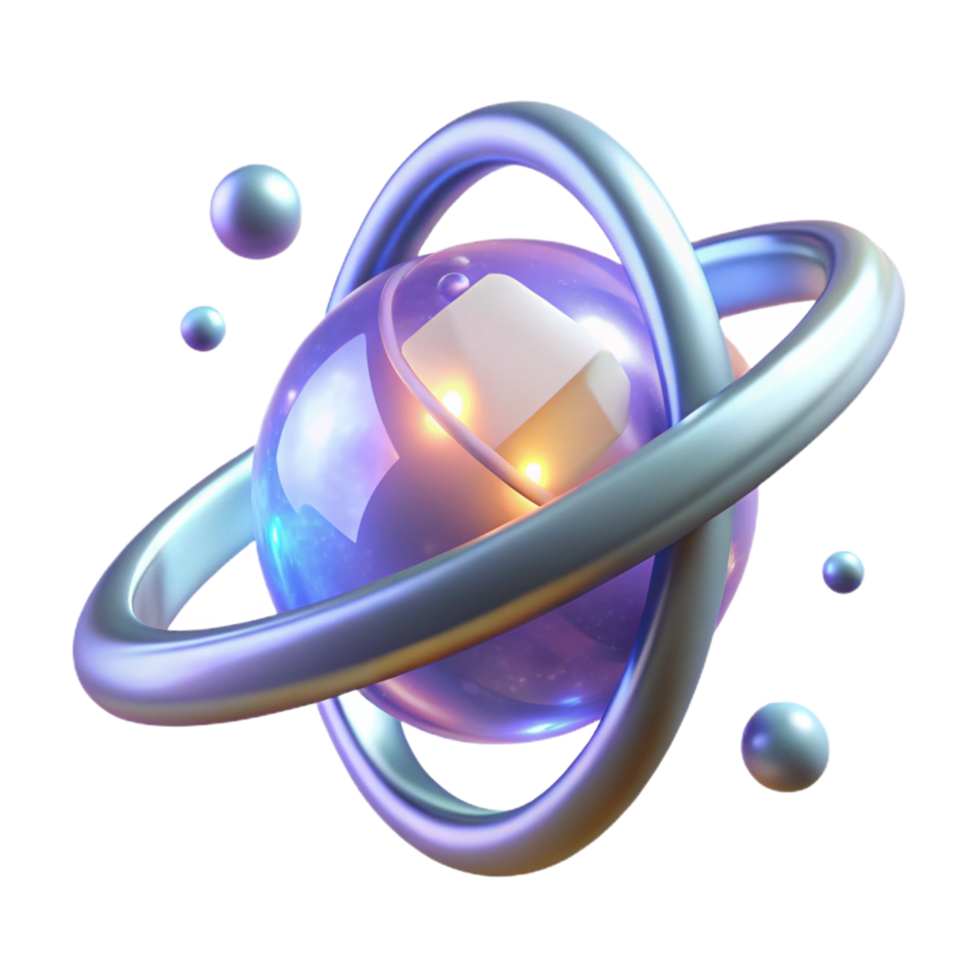 Abstract 3D Render of a Glowing Orb in Orbit png